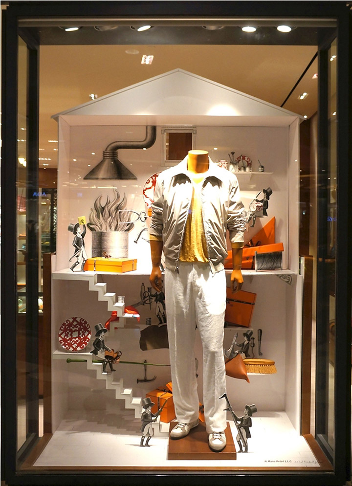 Hermès workshop window display by Kliment v Klimentov, Dubai