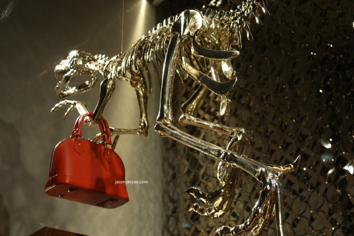 Gold Dinosaur Skeletons Adorn Louis Vuitton Display