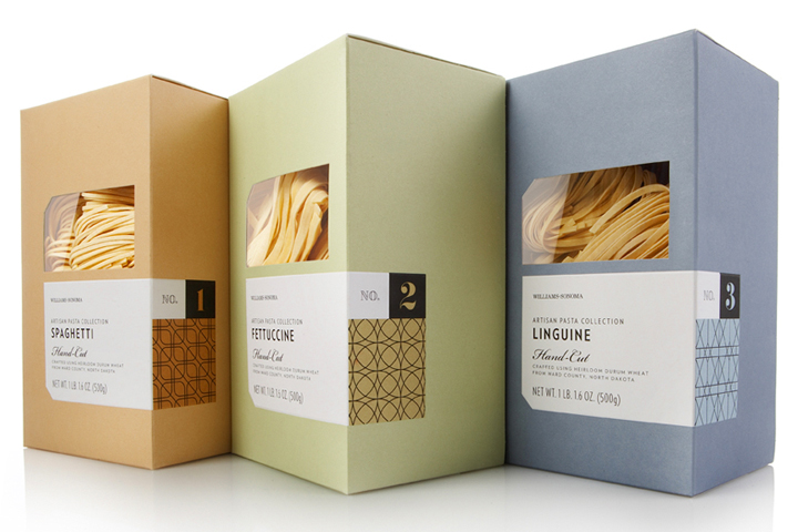 Williams-Sonoma artisanal pastas packaging by Pavement
