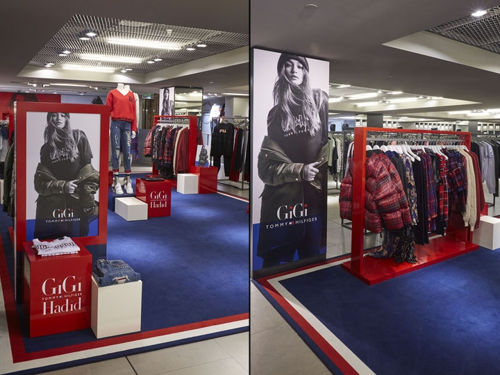 princip Justerbar Merchandising Tommy Hilfiger x Gigi Hadid fashion displays at London Fashion Week by  StudioXAG, London – UK