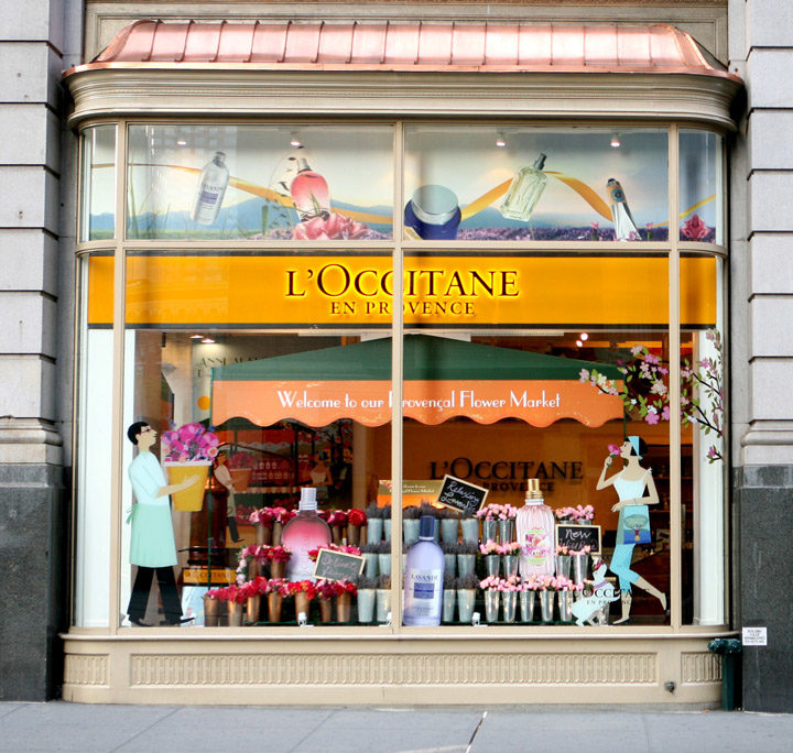 » L’Occitane en Provence flower market windows by Sheridan&Co, New York