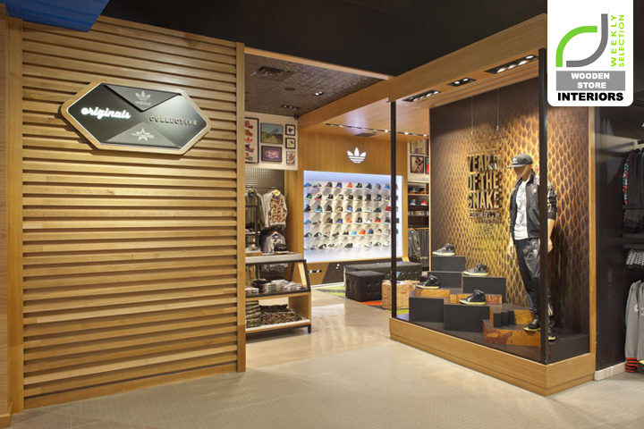 WOODEN STORE INTERIORS! adidas originals shop-in-shop at Footaction, Houston