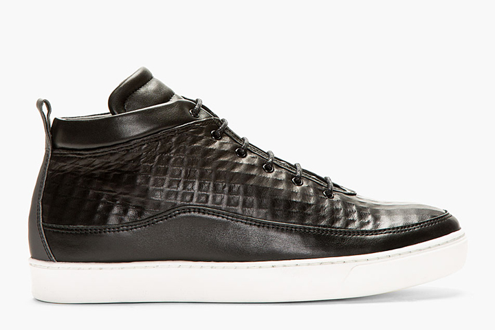 » PUBLIC SCHOOL SSENSE EXCLUSIVE Black Textured Leather Mid Top Sneakers