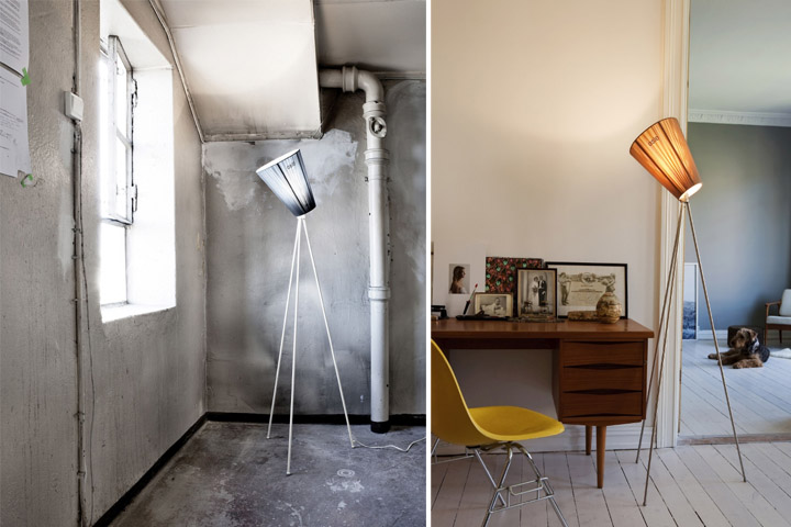 Oslo Wood Floor Lamp By Northern Lighting, Wooden Floor Lamp With Table Attached To Wall