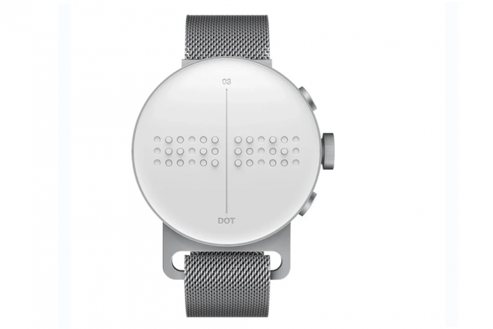 Braille Talking Watch White Face Silver Case and Band | LS&S