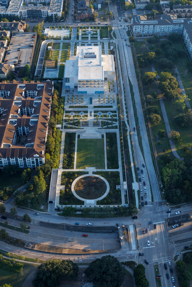 An aerial view of the 11-acre site of the Ismaili Center, Houston.